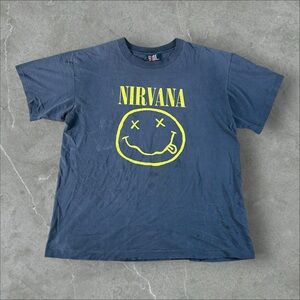 Vintage Nirvana Shirt Mens XL Black 90s‎ 1992 Smiley Face Giant Flower Sniffin